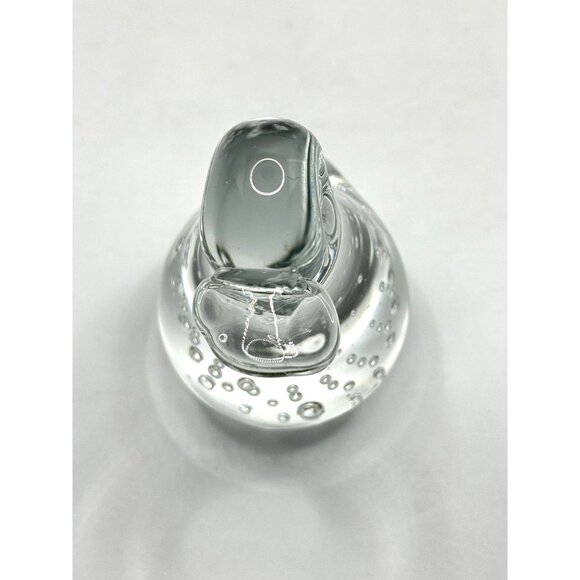 Handcrafted Clear Glass Duck Figurine With Bubble Design - Picture 5 of 6